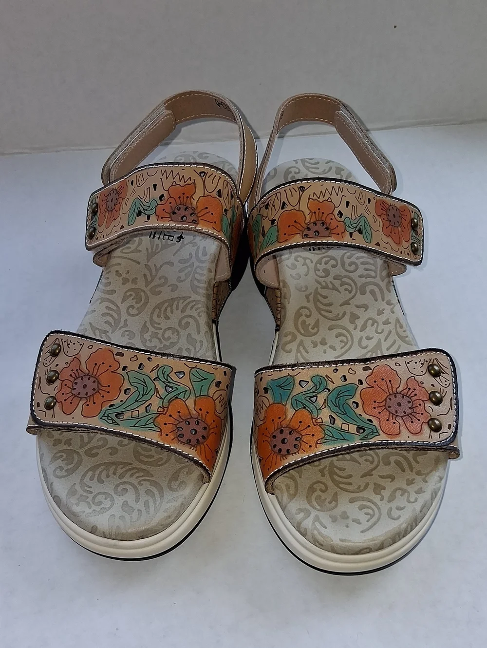 Spring Step Caitlina Sandals in Peach and Green Size EU 39/US 9